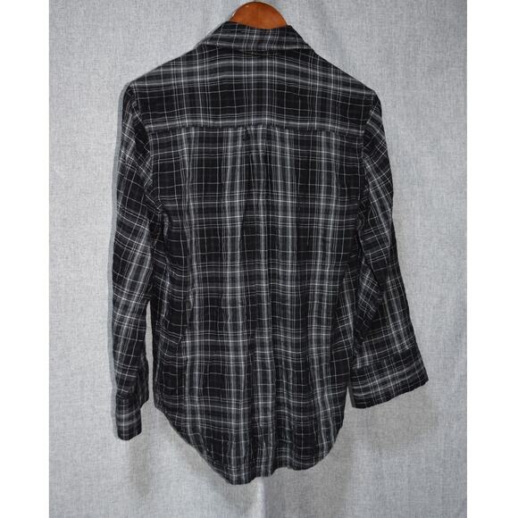 Alice + Olivia Black White Plaid Button Down Shirt XS - Picture 4 of 4